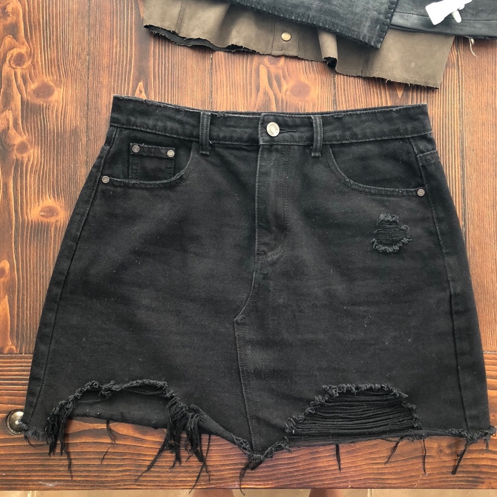 Black denim skirt
